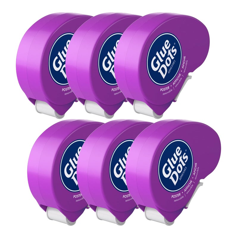 Glue Dots نقاط الغراء، نقاط الملصقات، موزع Dot N' Go، قابل للإزالة، مزدوج الجوانب، 3/8 بوصة، 1200 نقطة، شريط غراء للحرف اليدوية، نقاط لاصقة، بديل الغراء السائل، شفاف، 6 عبوات - Image 1
